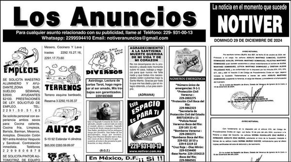 ...LOS ANUNCIOS, AVISOS Y DEMÁS! - DOMINGO, 29 DE DICIEMBRE 2024