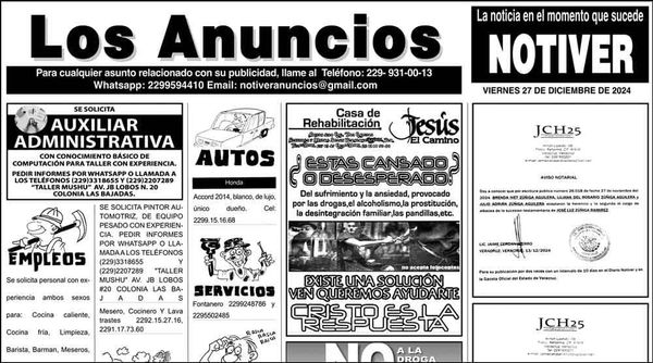 ...LOS ANUNCIOS, AVISOS Y DEMÁS! - VIERNES, 27 DE DICIEMBRE 2024