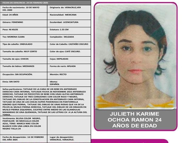 ¡ACTIVAN PROTOCOLO ‘ALBA’ POR LA DESAPARICIÓN DE JULIETA KARIME!
