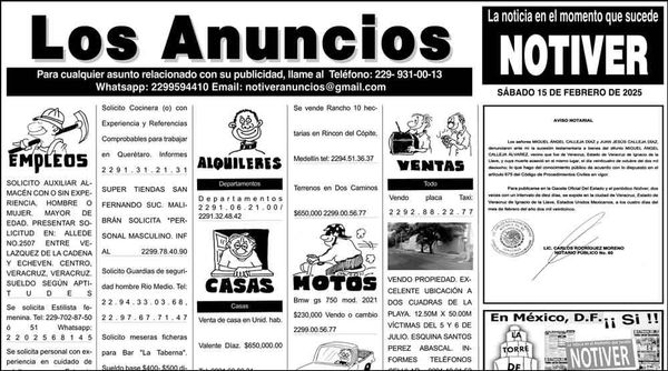...LOS ANUNCIOS, AVISOS Y DEMÁS! - SÁBADO, 15 DE FEBRERO 2025