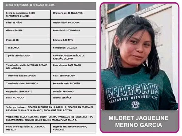 ¡MILDRET DE 13 AÑOS DESAPARECIÓ EN JAMAPA!