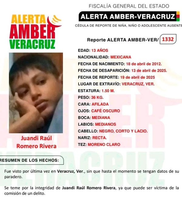 ¡ACTIVAN ALERTA AMBER POR LA DESAPARICIÓN DE MENOR!