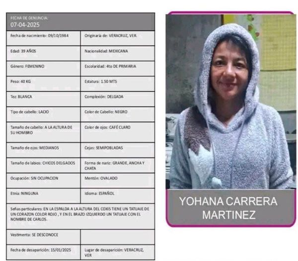 ¡YOHANA SIGUE DESAPARECIDA DESDE ENERO!