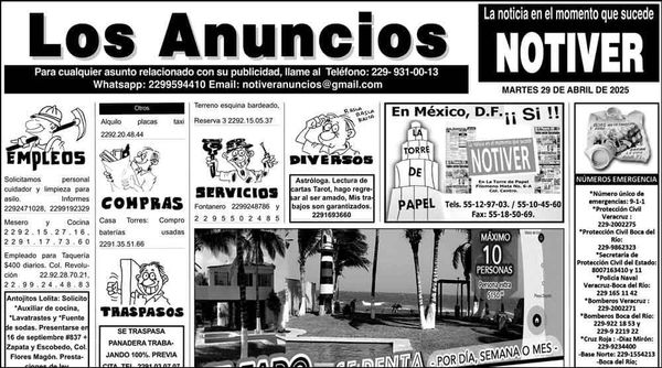 ...LOS ANUNCIOS, AVISOS Y DEMÁS! - MARTES, 29 DE ABRIL 2025