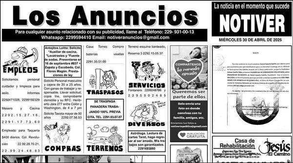 ...LOS ANUNCIOS, AVISOS Y DEMÁS! - MIÉRCOLES, 30 DE ABRIL 2025