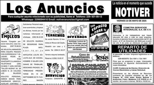 ...LOS ANUNCIOS, AVISOS Y DEMÁS! - VIERNES, 23 DE MAYO 2025