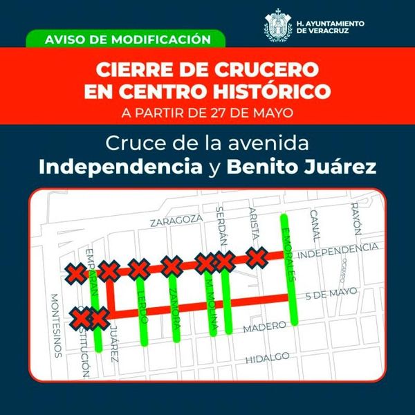 ¡CIERRE TEMPORAL DE INDEPENDENCIA Y JUÁREZ!