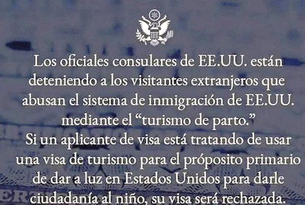 ¡NIEGA CONSULADO DE EU VISA POR "TURISMO DE PARTO"!