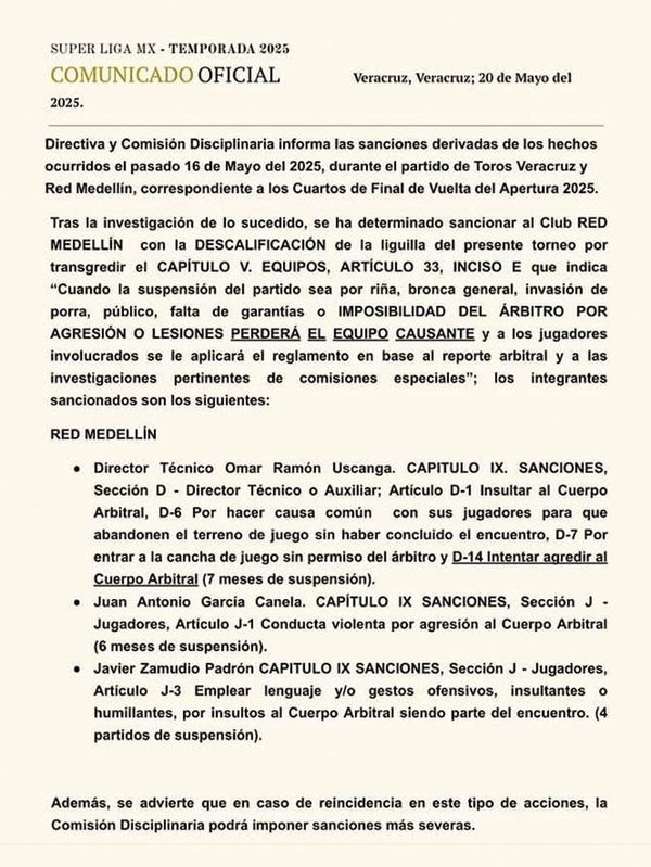 ¡SE QUEDAN CORTOS CON SANCIÓN DEL DT. DE RED MEDELLÍN! - EN LA SUPERLIGA