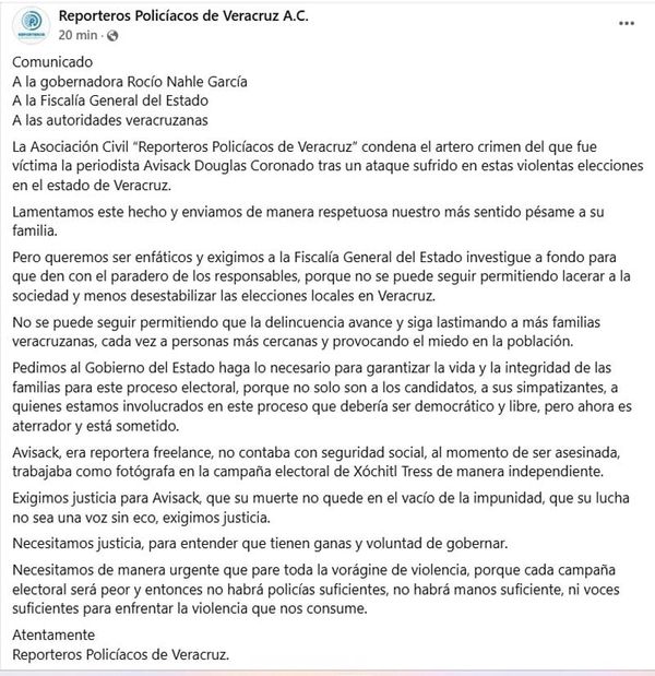 ¡“JUSTICIA, JUSTICIA”! - * Claman Asociaciones de Periodistas
