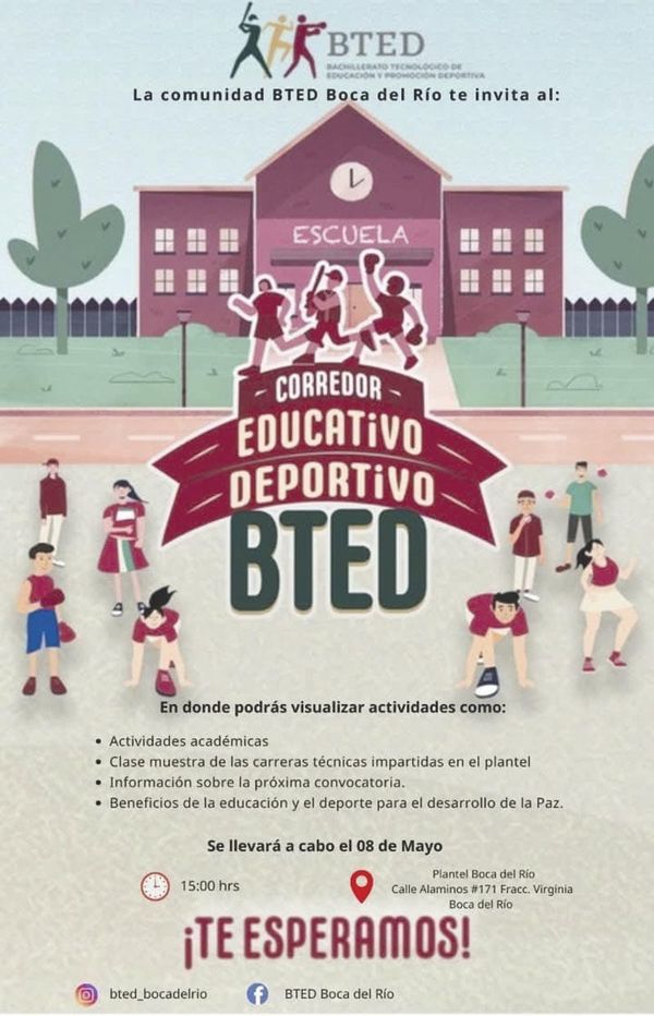 ¡EL BTED INVITA AL CORREDOR EDUCATIVO-DEPORTIVO!