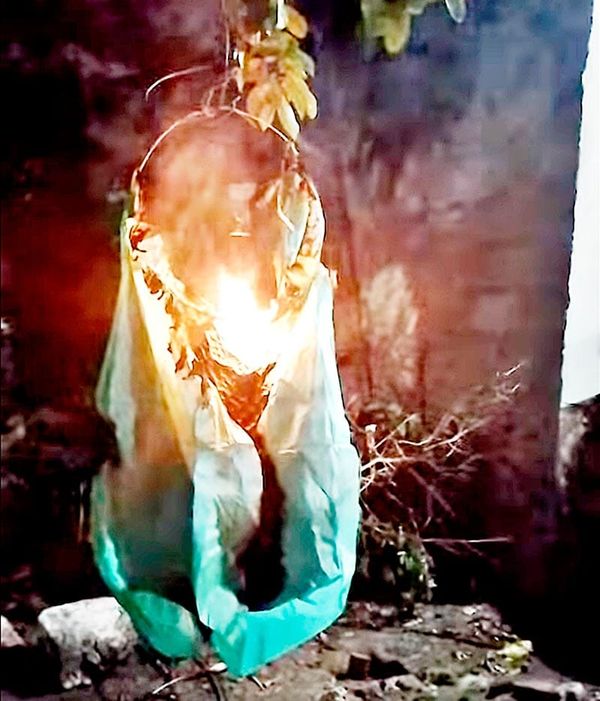 ¡GLOBO EN LLAMAS LE PEGA UN SUSTO A VECINO!