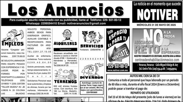 ...LOS ANUNCIOS, AVISOS Y DEMÁS! - MIÉRCOLES, 21 DE MAYO 2025