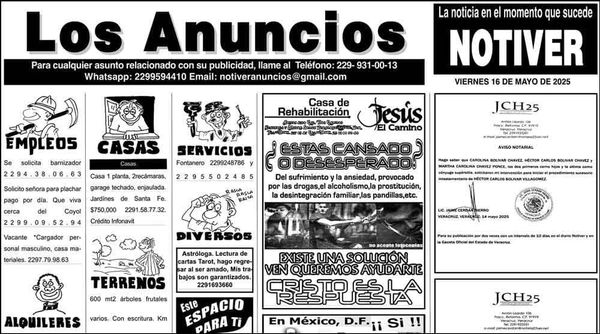 ...LOS ANUNCIOS, AVISOS Y DEMÁS! - VIERNES, 16 DE MAYO 2025