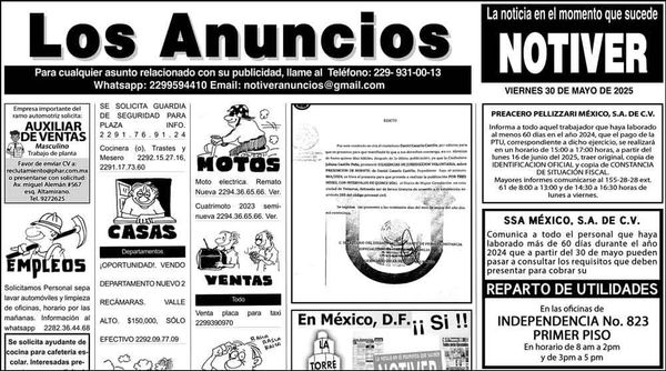 ...LOS ANUNCIOS, AVISOS Y DEMÁS! - VIERNES, 30 DE MAYO 2025