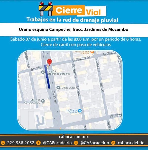 ¡CIERRE VIAL EN URANO!