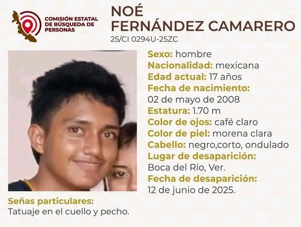 ¡NOÉ FERNÁNDEZ DE 17 AÑOS DESAPARECIÓ EN BOCA DEL RÍO!