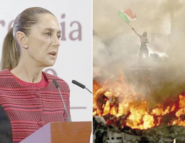 ¡PROTESTA VIOLENTA EN LA CON BANDERA MEXICANA ES MONTAJE: GOBIERNO!