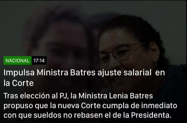 ¡IMPULSA LA MINISTRA BATRES AJUSTE SALARIAL EN LA CORTE!
