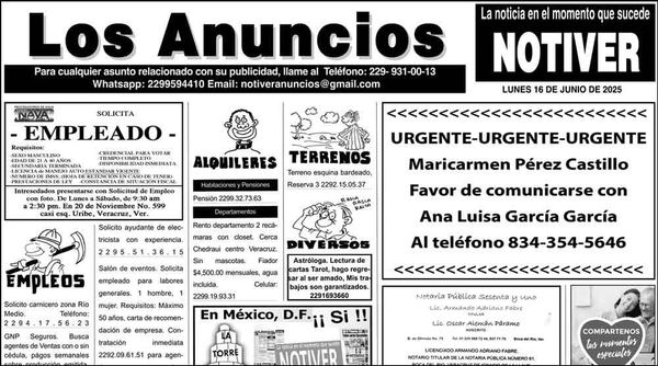 ...LOS ANUNCIOS, AVISOS Y DEMÁS! - LUNES, 16 DE JUNIO 2025