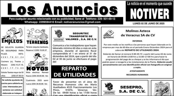...LOS ANUNCIOS, AVISOS Y DEMÁS! - LUNES, 2 DE JUNIO 2025
