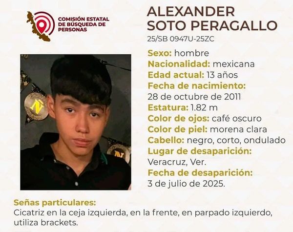 ¡REPORTAN DESAPARICIÓN DE ALEXANDER DE 13 AÑOS!
