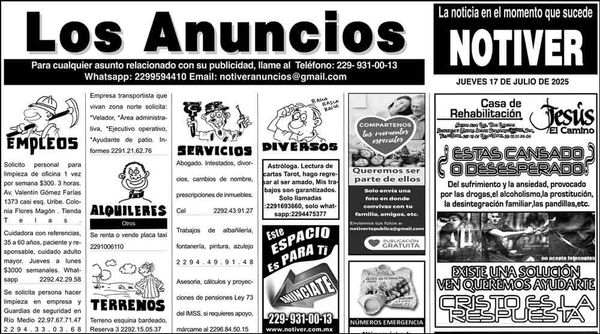 ...LOS ANUNCIOS, AVISOS Y DEMÁS! - JUEVES, 17 DE JULIO 2025