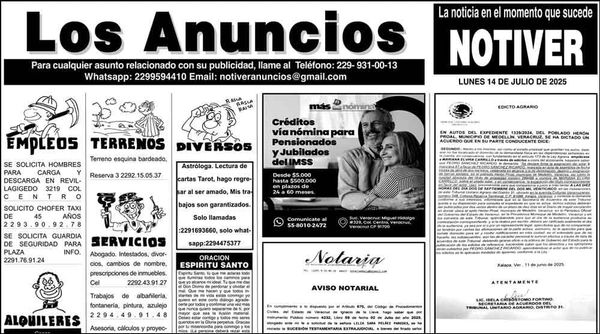 ...LOS ANUNCIOS, AVISOS Y DEMÁS! - LUNES, 14 DE JULIO 2025