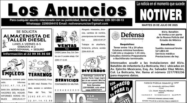 ...LOS ANUNCIOS, AVISOS Y DEMÁS! - MARTES, 29 DE JULIO 2025
