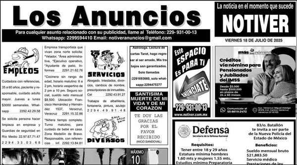 ...LOS ANUNCIOS, AVISOS Y DEMÁS! - VIERNES, 18 DE JULIO 2025
