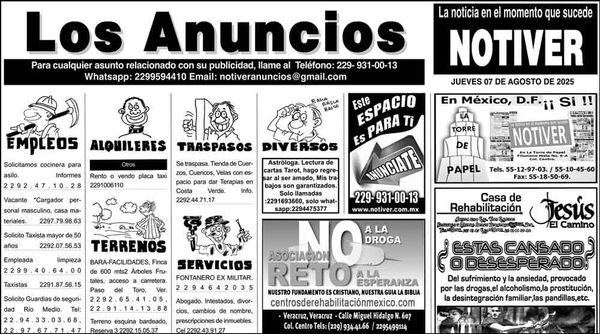 ...LOS ANUNCIOS, AVISOS Y DEMÁS! - JUEVES, 7 DE AGOSTO 2025