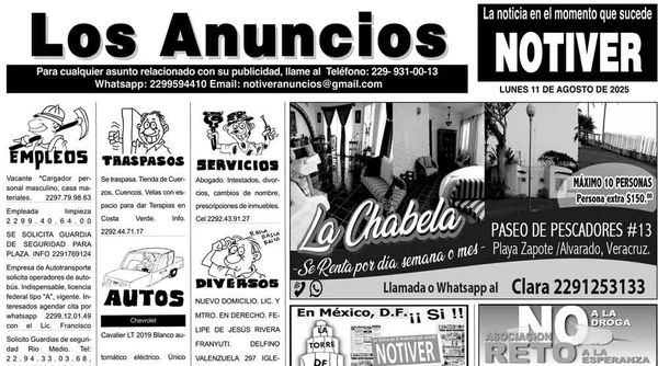 ...LOS ANUNCIOS, AVISOS Y DEMÁS! - LUNES, 11 DE AGOSTO 2025