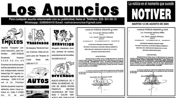 ...LOS ANUNCIOS, AVISOS Y DEMÁS! - MARTES, 12 DE AGOSTO 2025