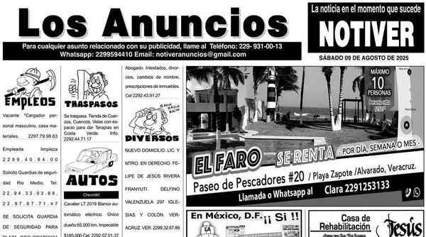 ...LOS ANUNCIOS, AVISOS Y DEMÁS! - SÁBADO, 9 DE AGOSTO 2025