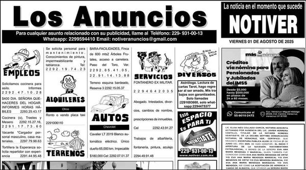 ...LOS ANUNCIOS, AVISOS Y DEMÁS! - VIERNES, 1 DE AGOSTO 2025