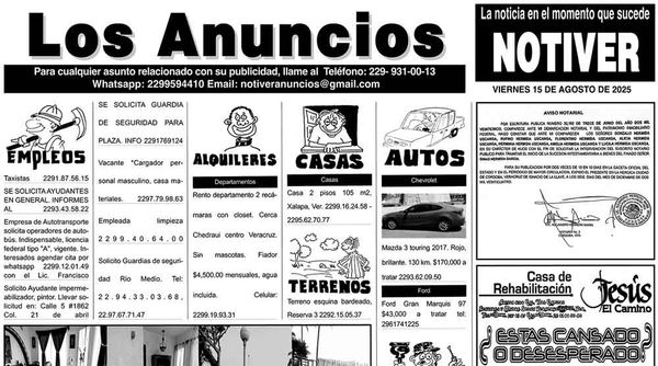 ...LOS ANUNCIOS, AVISOS Y DEMÁS! - VIERNES, 15 DE AGOSTO 2025