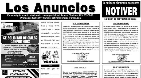 ...LOS ANUNCIOS, AVISOS Y DEMÁS! - LUNES, 1 DE SEPTIEMBRE 2025