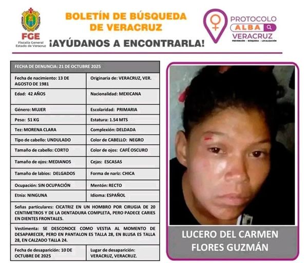 ¡EMITEN PROTOCOLO ALBA POR DESAPARICIÓN DE MUJER DE 42 AÑOS!