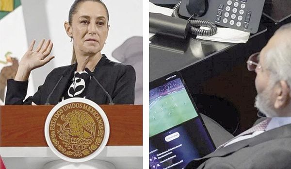 ¡ASÍ REACCIONÓ SHEINBAUM SOBRE ADÁN AUGUSTO VIENDO EL FUTBOL EN PLENA COMPARECENCIA!