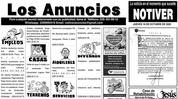 ...LOS ANUNCIOS, AVISOS Y DEMÁS! - JUEVES, 16 DE OCTUBRE 2025