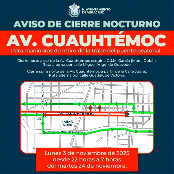 ¡CIERRAN CUAUHTÉMOC! - *Para colocar trabe en puente peatonal del IMSS