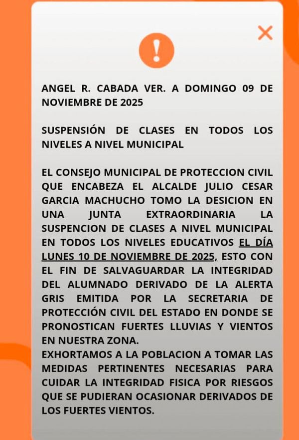 ¡NO HAY CLASES EN ÁNGEL R. CABADA!