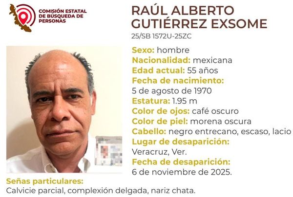 ¡REPORTAN DESAPARICIÓN DE RAÚL GUTIÉRREZ EXSOME!