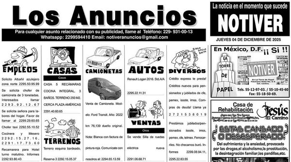 ...LOS ANUNCIOS, AVISOS Y DEMÁS! - JUEVES, 4 DE DICIEMBRE 2025