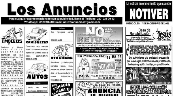 ...LOS ANUNCIOS, AVISOS Y DEMÁS! - MIÉRCOLES, 17 DE DICIEMBRE 2025