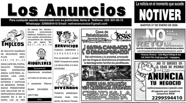 ...LOS ANUNCIOS, AVISOS Y DEMÁS! - MARTES, 27 DE ENERO 2026