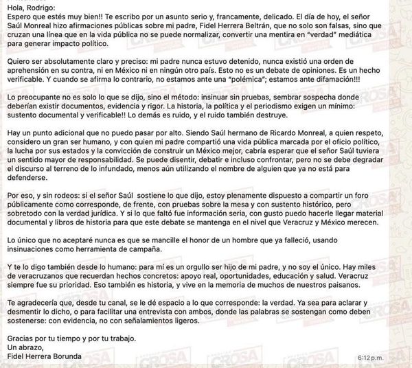 ¡“MI PADRE NUNCA ESTUVO DETENIDO”! - SALE JAVIER A DEFENDER A FIDEL