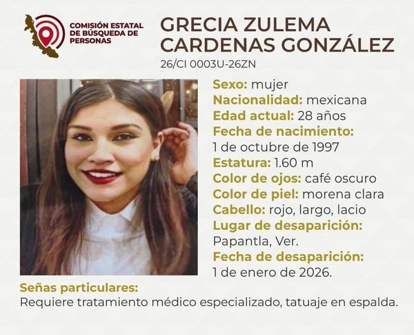¡DESAPARECIÓ LA JOVEN GRECIA ZULEMA EN PAPANTLA!