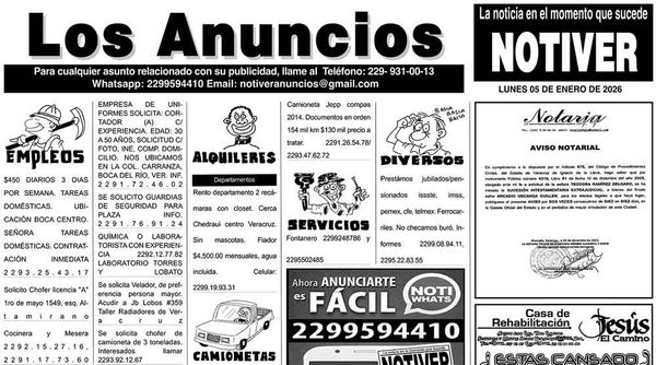 ...LOS ANUNCIOS, AVISOS Y DEMÁS! - LUNES, 05 DE ENERO 2026