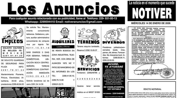 ...LOS ANUNCIOS, AVISOS Y DEMÁS! - MIÉRCOLES, 14 DE ENERO 2026